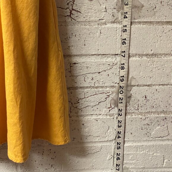 Mustard Yellow Linen Mini Dress - Adjustable Straps - Picture 4 of 9